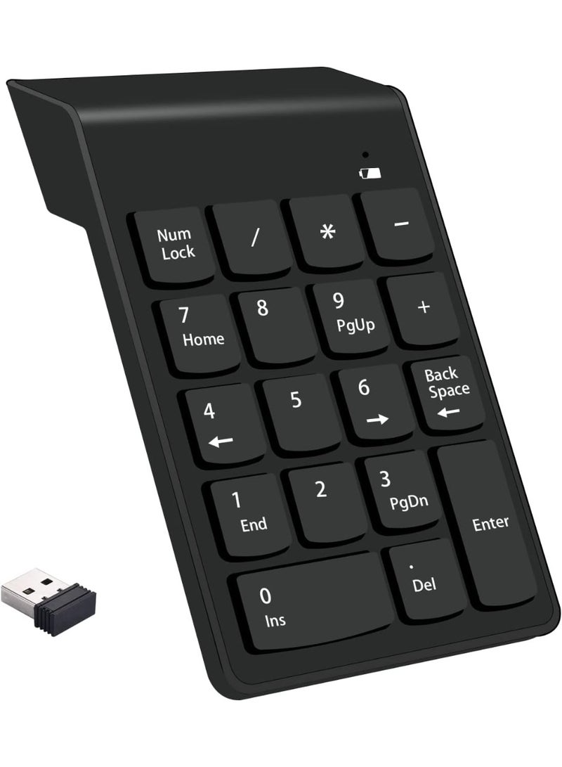 NAMA Wireless Numeric Keypad 18Keys Portable Number Numpad with 2.4G Mini USB Receiver for Laptop Notebook, Desktop, Surface Pro, PC - Black - Image 1